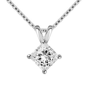 Princess Diamond Solitaire Pendant In Platinum