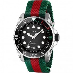 Authentic GUCCI Dive Black Dial Green and Red Nylon Men’s Watch