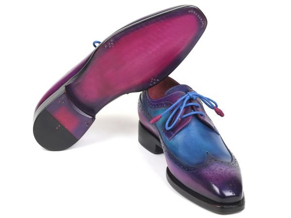 Paul Parkman Goodyear Welted Wingtip Derby Shoes Purple & Blue