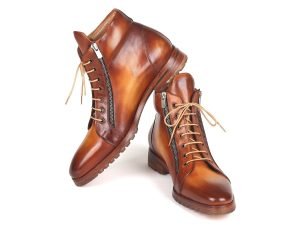 Paul Parkman Men’s Side Zipper Leather Boots Light Brown (12455-CML)