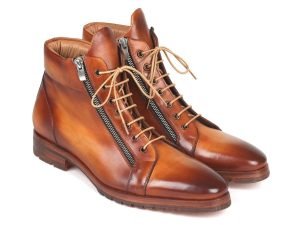 Paul Parkman Men’s Side Zipper Leather Boots Light Brown (12455-CML)