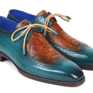 Paul Parkman Genuine Ostrich Leg & Calfskin Derby Shoes (ID#788GY74)