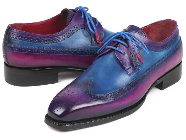 Paul Parkman Goodyear Welted Wingtip Derby Shoes Purple & Blue
