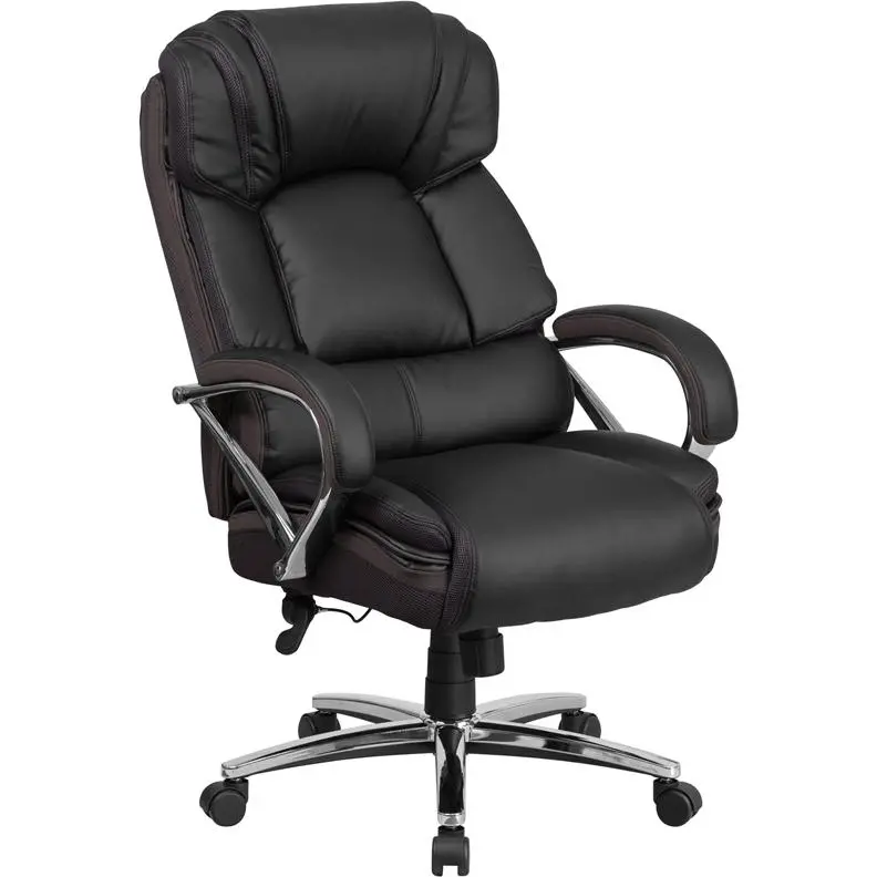 500 lb. Rated Black Executive Swivel Office Chair with Chrome Base and Arms