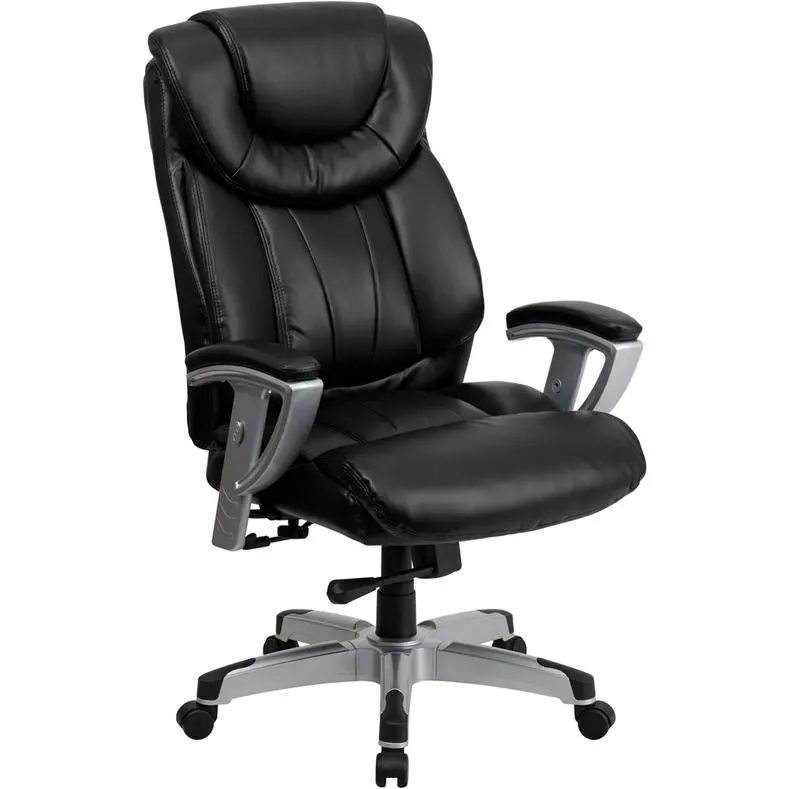 400 lb. Rated Black Executive Office Chair with Silver Adjustable Arms