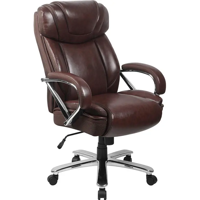 500 lb. Rated Brown Executive Swivel Office Chair with Extra Wide Seat