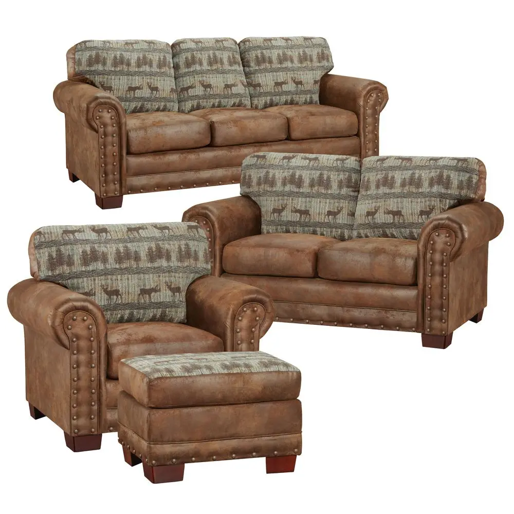 American Furniture Classics Model 8500-90S Deer Teal Lodge 4-Piece Set with Sleeper