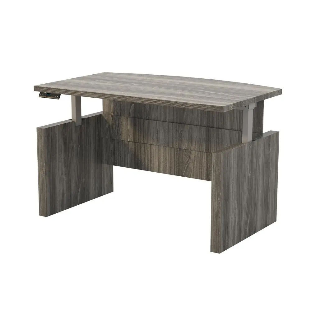 Aberdeen Height-Adjustable Desk, Bow Front with Base, 72" W - GraySteel