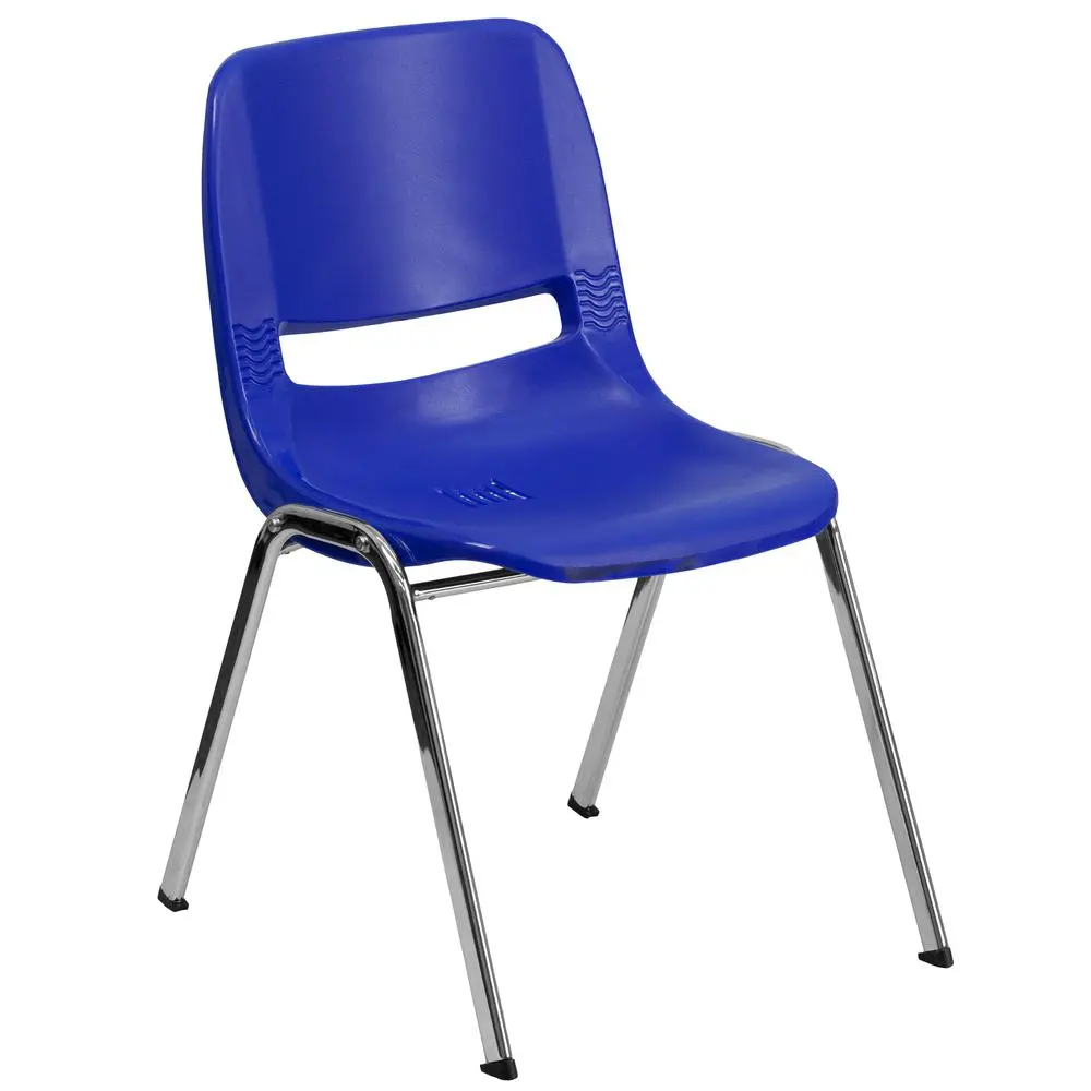 661 lb. Capacity Navy Shell Stack Chair with Chrome Frame and 16'' Seat Height