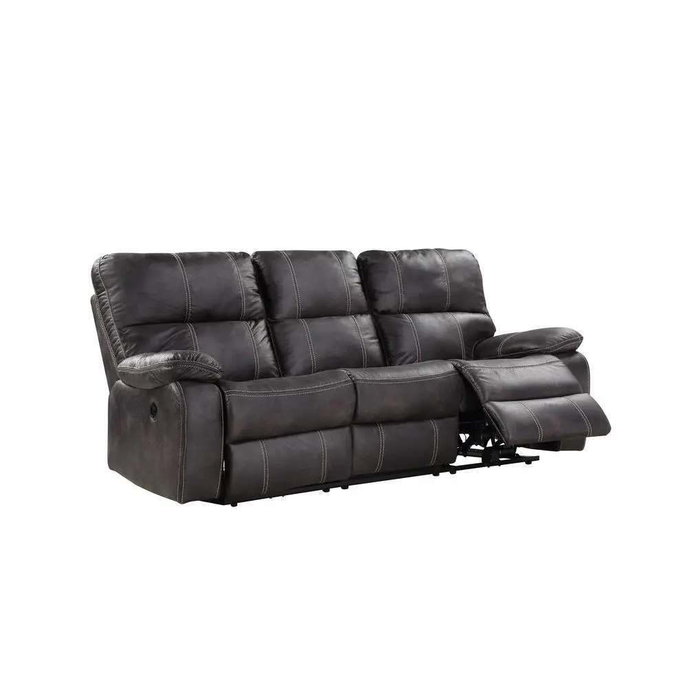 86" Power Reclining Sofa with Dual Recliners, Microsuede Upholstery