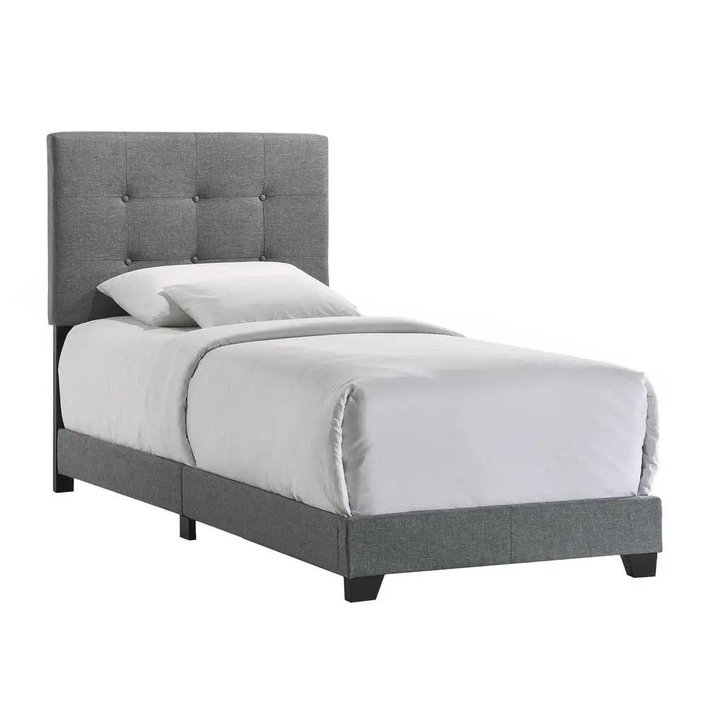 Addyson Twin UPH Bed in Addyson Gunmetal Fabric