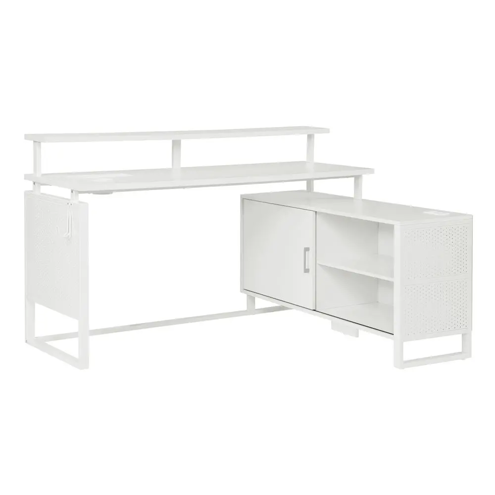 Ace 60"x 50" L-Shape Desk in White Top and White Frame