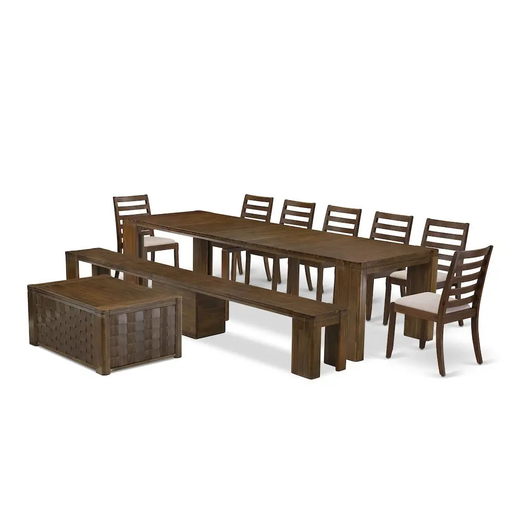 10 Pieces Extendable Dining Set Includes 1 Rectangle Kitchen Table