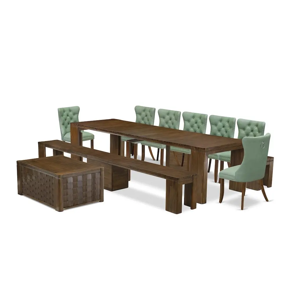10 Pieces Extendable Dining Set Includes a Rectangle Kitchen Table