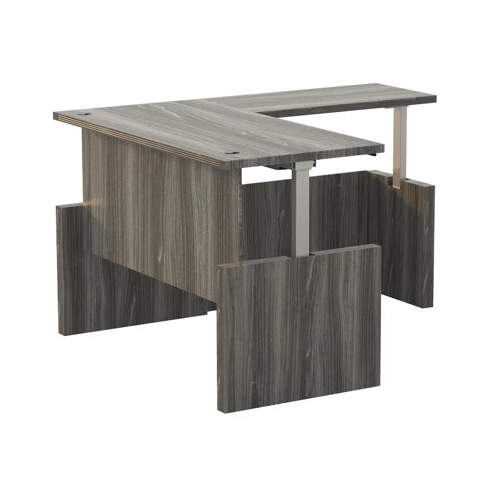 Aberdeen Height-Adjustable Desk, Straight Front with Return, 72" W - GraySteel