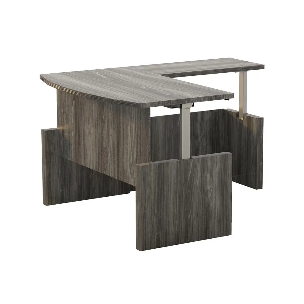 Aberdeen Height-Adjustable Desk, Bow Front with Return, 72" W - GraySteel
