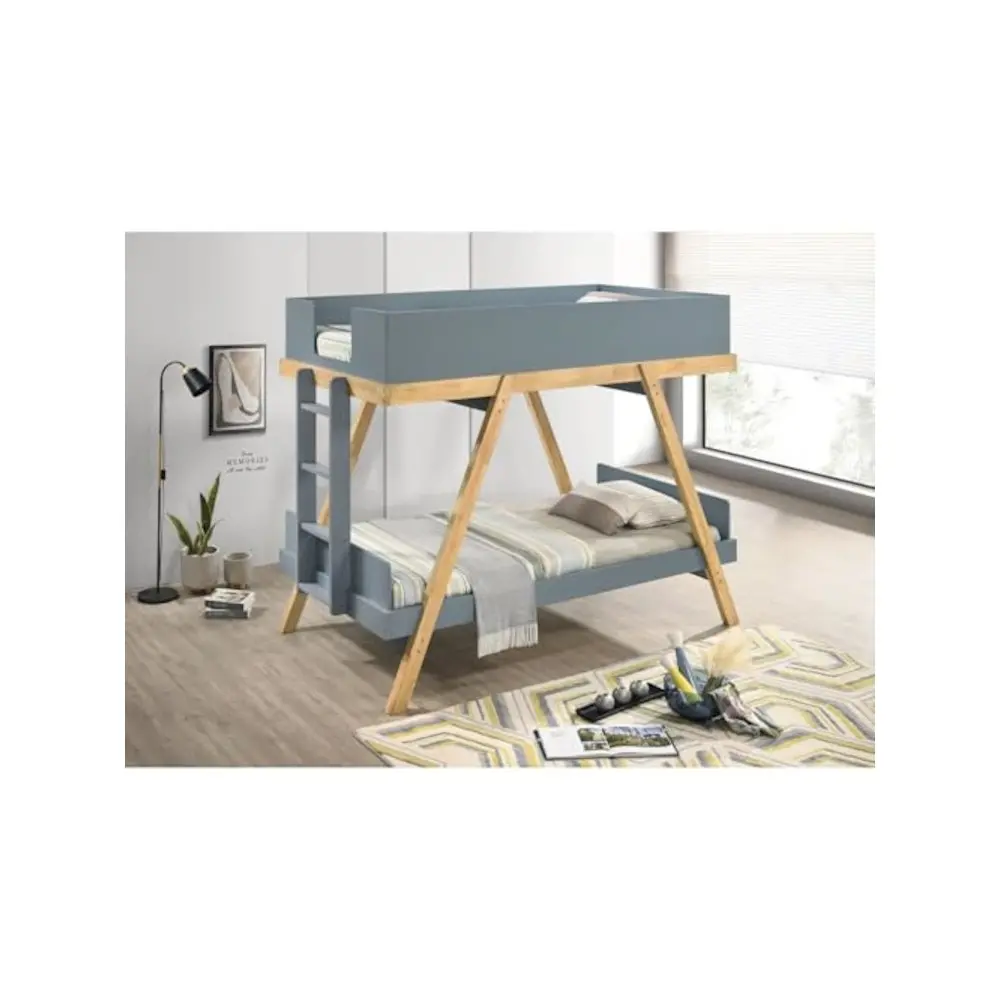 Frankie Twin Over Twin Bunk Bed with 7-inch Mattresses Blue