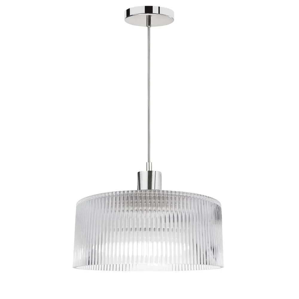 1 Light Pendant in Polished Chrome w/ Fluted Glass