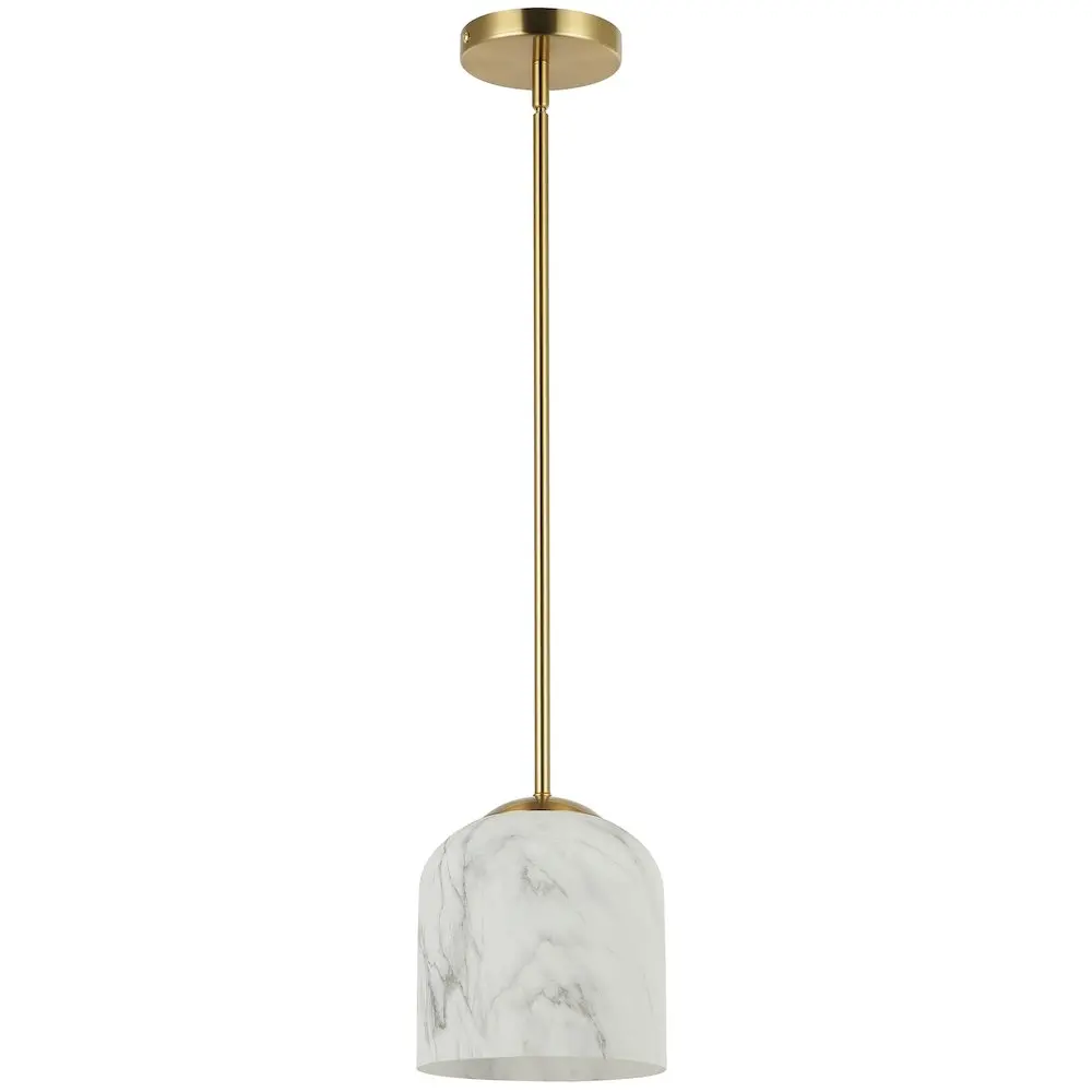 1 Light Pendant in Aged Brass w/ Alabaster Glass