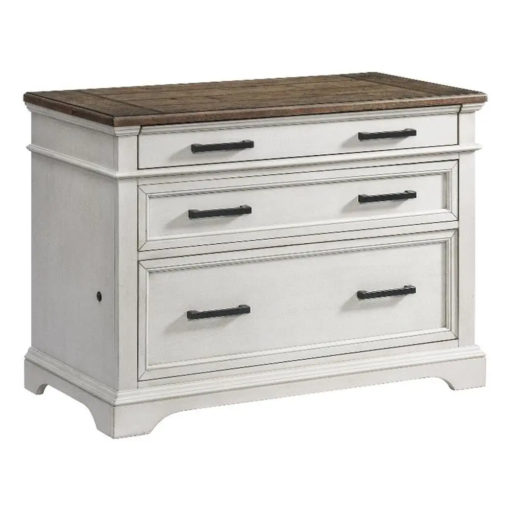 42" Lateral File Cabinet in Rustic White & French Oak
